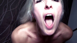Blonde MILF blows him outside then gets taken rough in bed