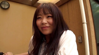 Shy Japanese wife shows off her cute fat ass on a bike