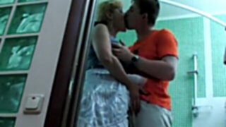 Russian NOT mother and NOT her son pound in the bathroom