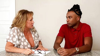 Mature blonde woman Lana Lee getting a black schlong