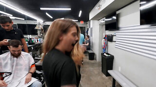 PAWG with weird kinks goes to the barbershop and gets fucked