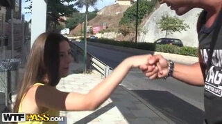 Risky public flashing and steamy group fucking