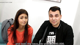 Cuckolding session with a skinny subby brunette gal