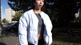 Asian babe with a nice ass receives cash for sex