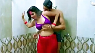 Indian MILF dominated in shower by husband and friend