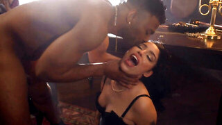 Raw uncut interracial sex demolishes a white girl's pussy