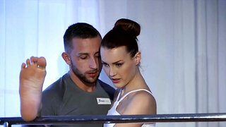 Ballerina babe is going to take two dudes all at once