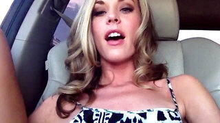 Blonde porn starlet Michelle Monroe tests her new sex toy