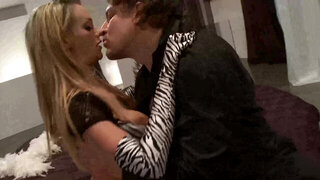 Paige Ashley gives a blowjob while wearing her slutty fit