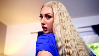 Blonde girl is fucked by brunette stepsister's boyfriend