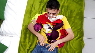 Red lingerie hottie enjoys sex with panty sniffer stepson