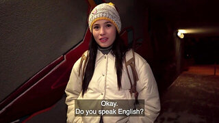 Public pleasure with a girl in a slutty red bodysuit