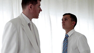 The mormon lad is getting examined by the tall DILF