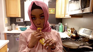 Lily Starfire wears a hijab and takes a large cock too