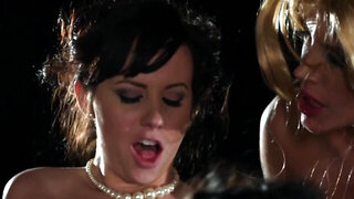 Sexy hot Latina MILFs train pussies in anal foursome