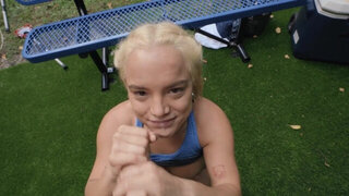 Busty blonde gets her dose of pleasure in outdoor kinks