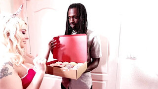 Leya Falcon takes on a black cock in front of a cuck