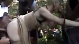 Naughty wifey has joy wuth voyeurs in woods. fledgling