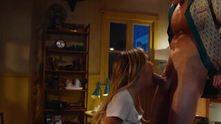 Charming blonde sucks the cock wet in advance to a seductive fuck