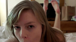 Dirty blonde getting fucked in POV, she's hairy AF