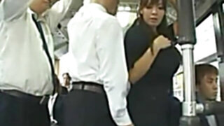 Japanese bukkake in a public bus