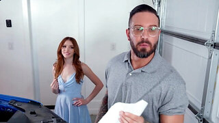 Small tits redhead convinces stepfather to ravage her