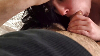 Breathtaking brunette gets tight cunt creampied by fat cock
