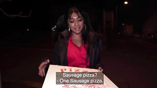 Dude rizzing her in POV and using her feet for his dick