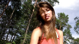 Outdoor quickie with a teen eager to play with him