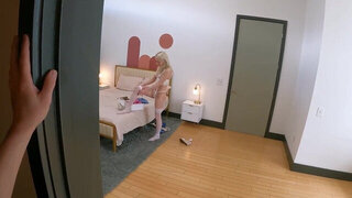 Petite blonde gets taped in strong POV scenes