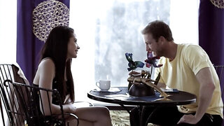 Experienced man easily tempts naive girl into oral sex