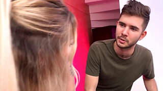 Blonde with oily tits opens her relationship and enjoys dick