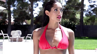 Delectable Latina girl imagines how bald neighbor fucks her pussy