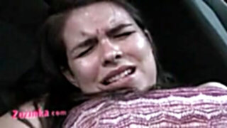 Zuzinka wanks until ejaculation in the car