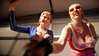 Guy is just hostage but he fucks two blonde teen abductors