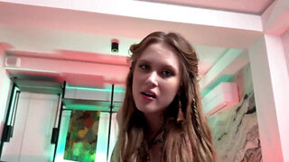 Cute blonde with a pasty body is going to suck in POV