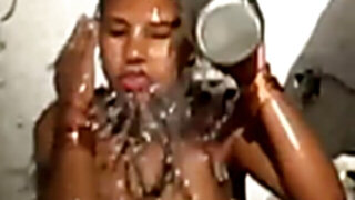 Pregnant maid bathing hidden