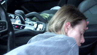 Edgy blonde girl Summer Vixen takes a hard peen in a car