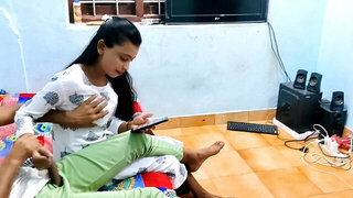 Indian beauty with a nice body gets on top for a ride