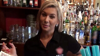 Bartender babe is going to suck and screw with passion