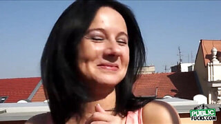 Milf Enza gets offered a quick blowjob by a total stranger and gets paid