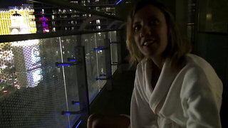 The view of the big city makes both of them very horny