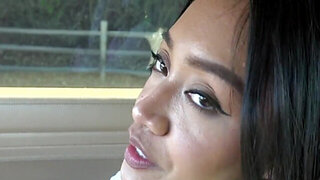 Public orgasm in a car with a twisted teen hottie