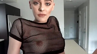 Cute chick with bald head takes a big black cock