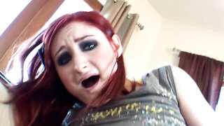 Amazing redhead bitch rides a big pecker in a POV sex scene