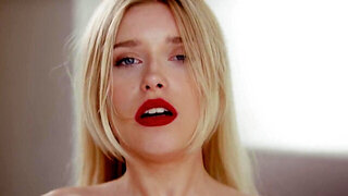Red lipstick looks great on a naked nymph Freya Mayer