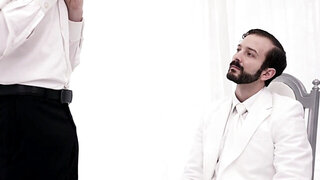 Fetish video with a shy mormon boy and the DILF elder