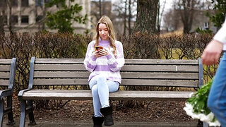 Sexy blonde assumes that he's going to fuck her HARD