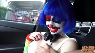 Super sexy clown gets picked up and fucked along the way