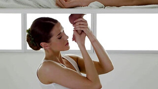Skilled masseuse is going to drain that fat boner